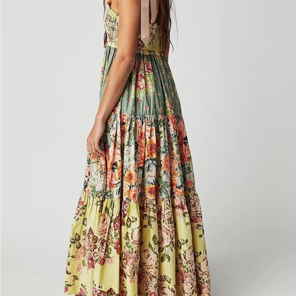 Free People Floral Tiered Maxi Dress in Yellow, Green and Blue - Picture 12 of 13